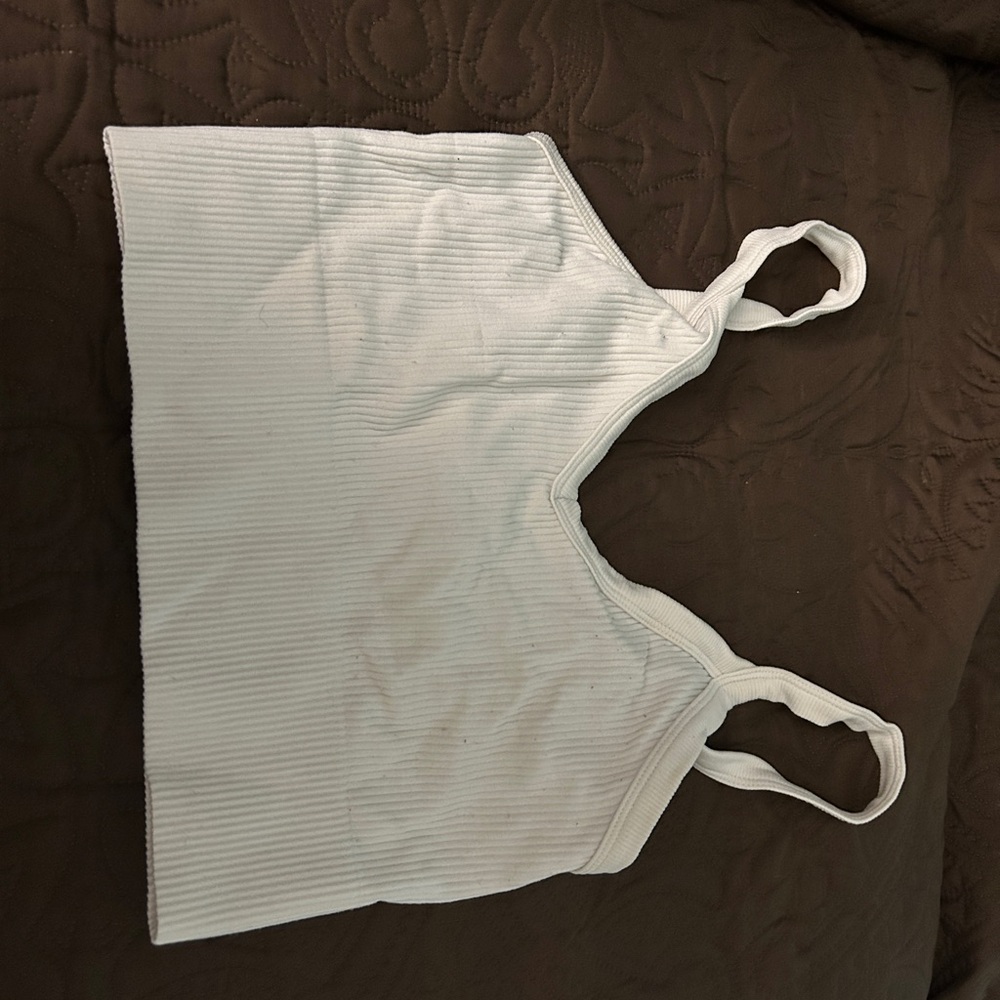 White Ribbed Crop Top
